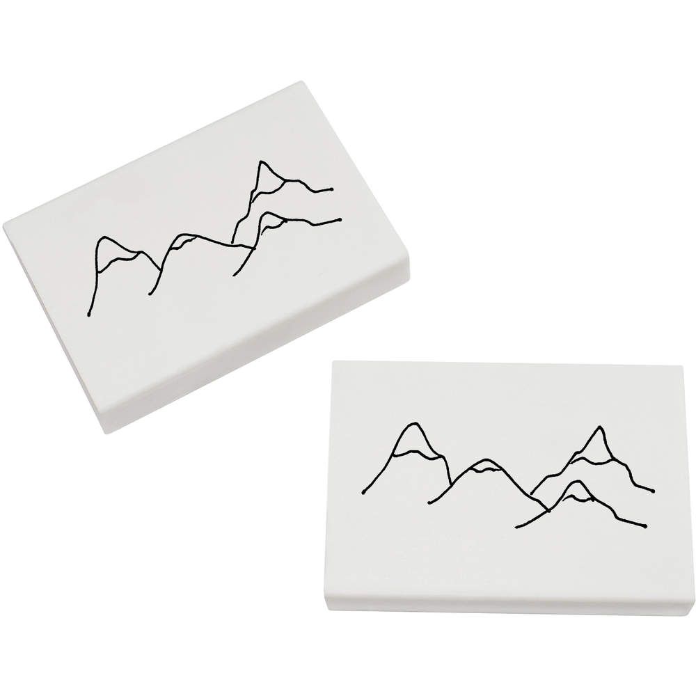 2 x 45mm 'Snow Capped Mountains' Erasers / Rubbers (ER00026110)