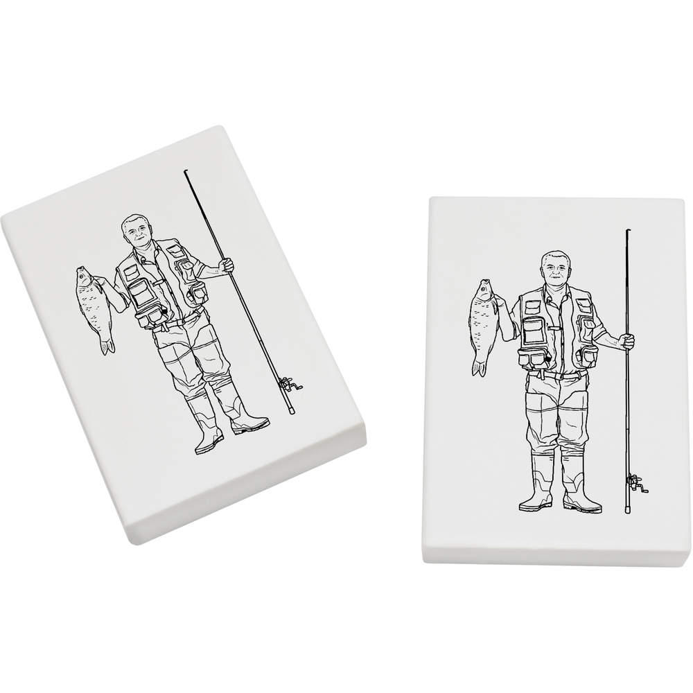 2 x 45mm 'Elderly Fisherman' Erasers / Rubbers (ER00027756)