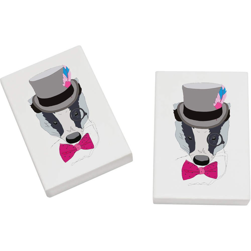 2 x 45mm 'Fancy Badger' Erasers / Rubbers (ER00028666)