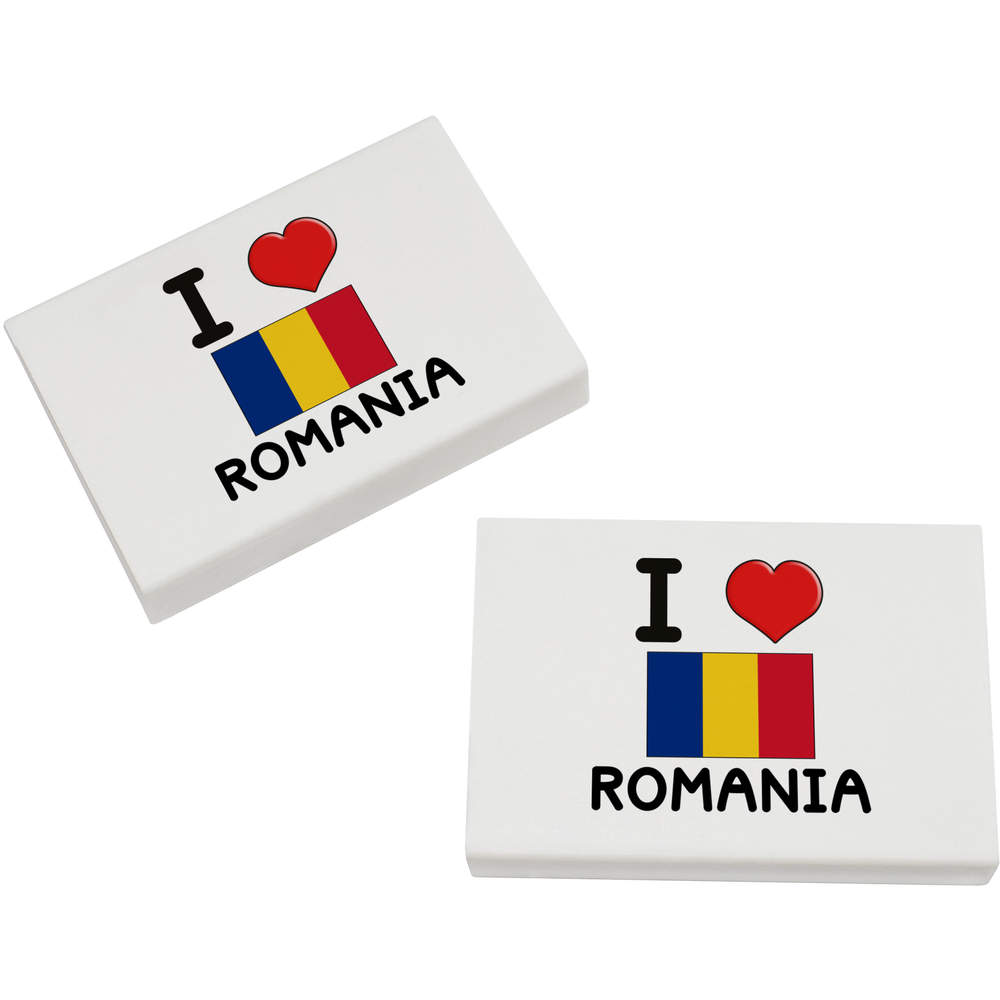 2 x 45mm 'I Love Romania' Erasers / Rubbers (ER00029790)