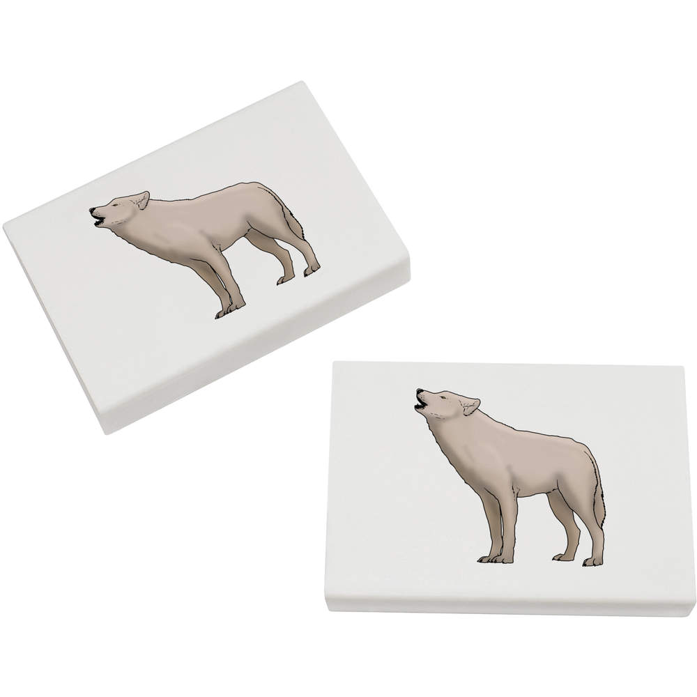 2 x 45mm 'Arctic Wolf' Erasers / Rubbers (ER00031104)