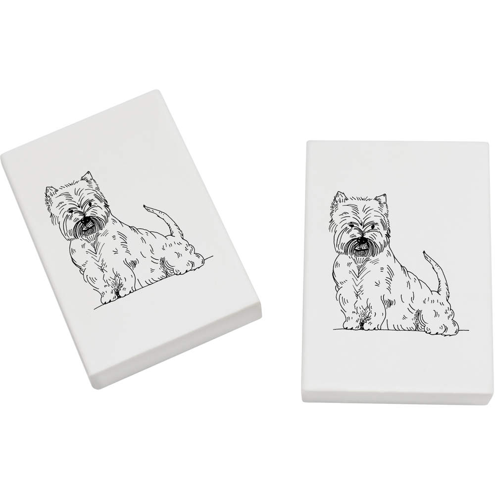 2 x 45mm 'West Highland Terrier' Erasers / Rubbers (ER00032065)
