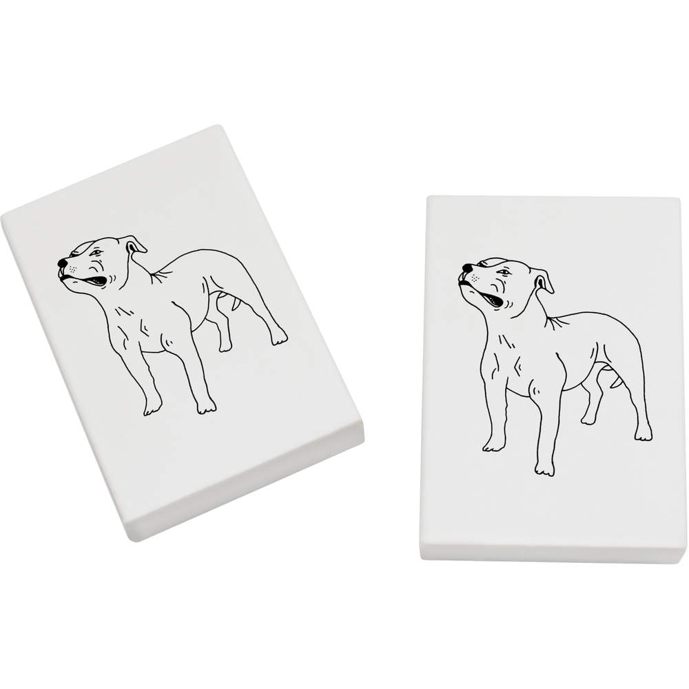 2 x 45mm 'Staffordshire Bull Terrier' Erasers / Rubbers (ER00032218)