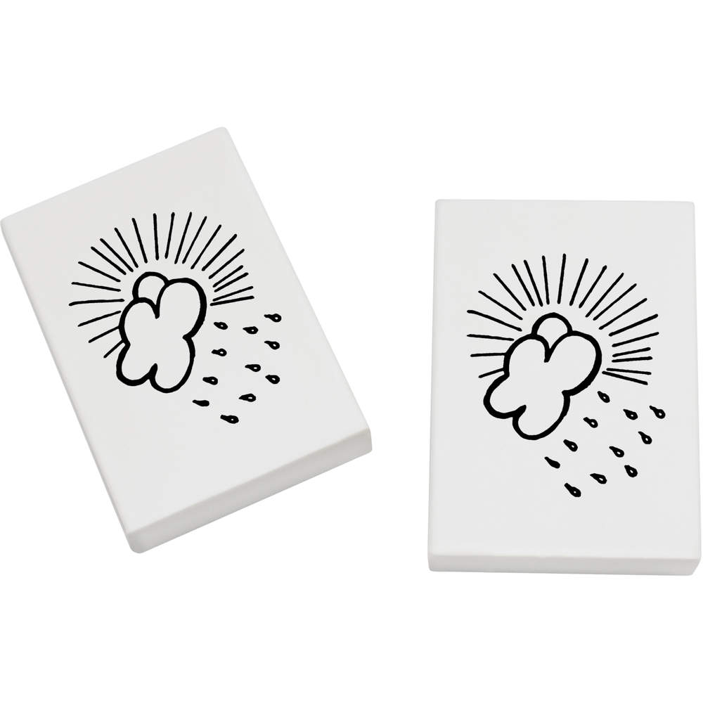 2 x 45mm 'Sun Behind Rain Cloud' Erasers / Rubbers (ER00032317)