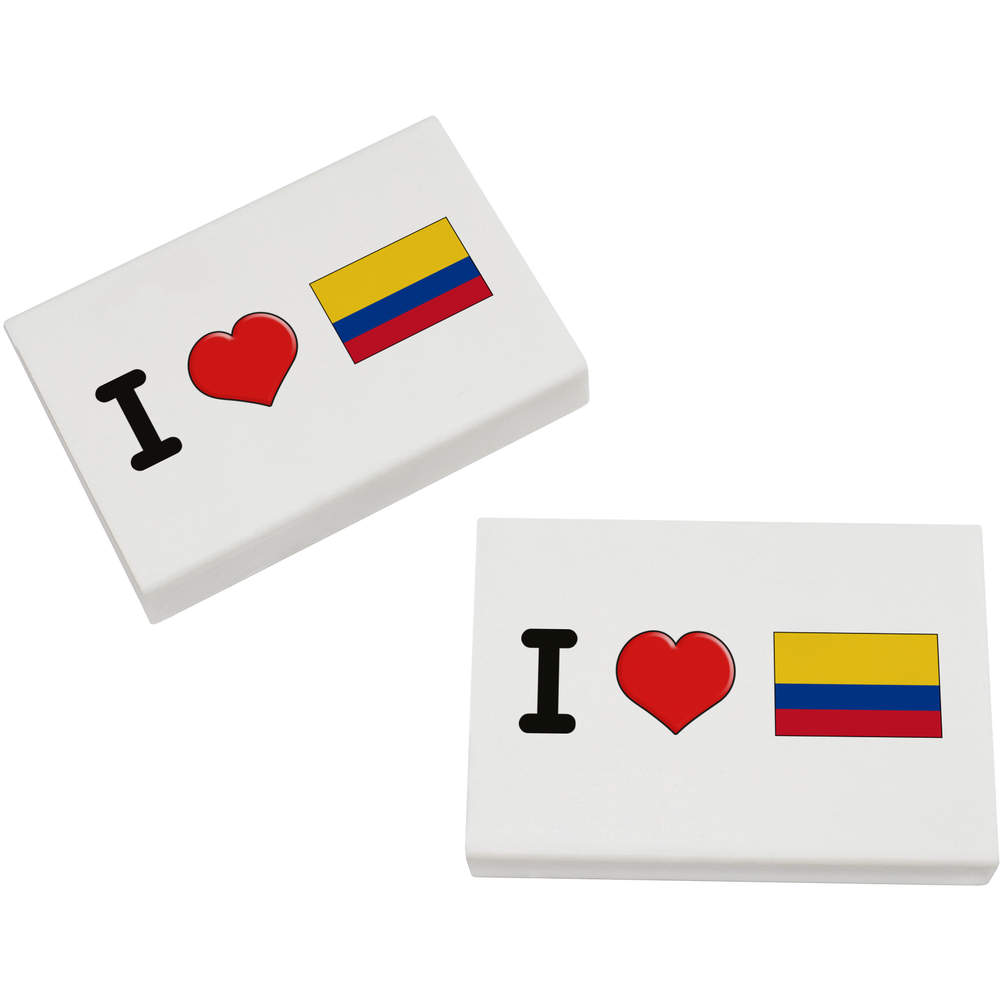 2 x 45mm 'I Love Colombia' Erasers / Rubbers (ER00032955)
