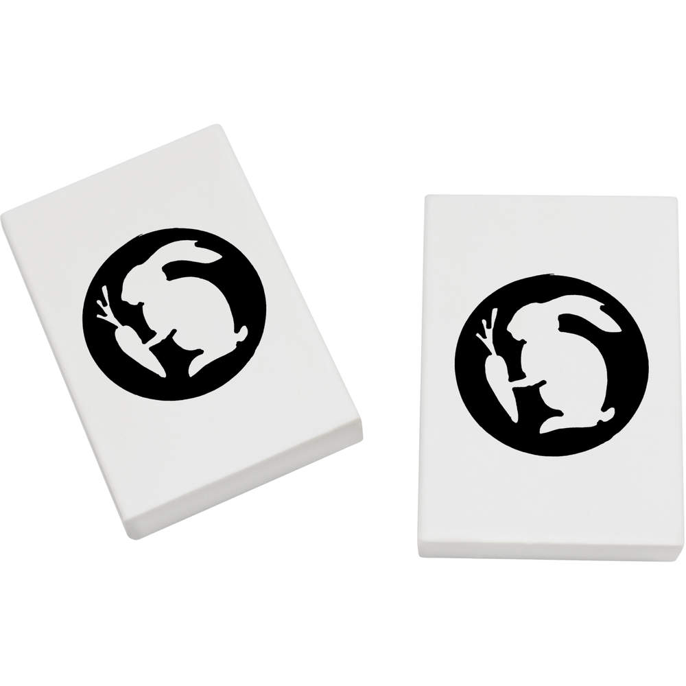 2 x 45mm 'Rabbit & Carrot Motif' Erasers / Rubbers (ER00034872)