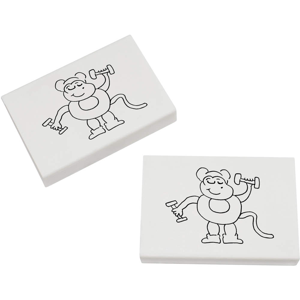 2 x 45mm 'Gym Monkey' Erasers / Rubbers (ER00035133)