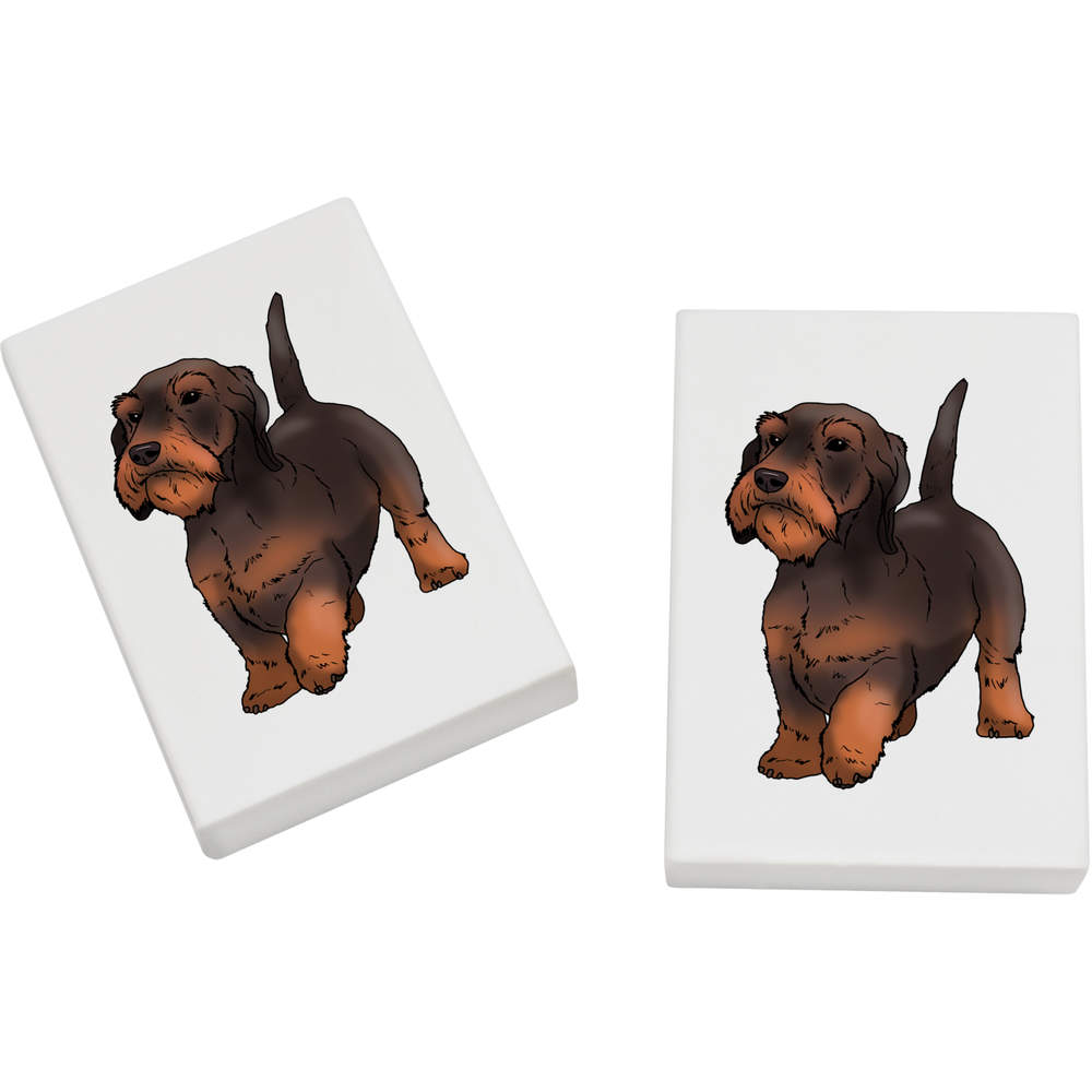2 x 45mm 'Wire Haired Dachshund' Erasers / Rubbers (ER00035204)