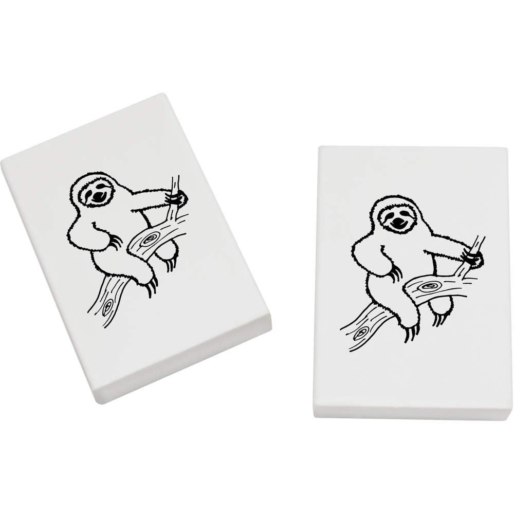 2 x 45mm 'Sloth On Branch' Erasers / Rubbers (ER00035380)