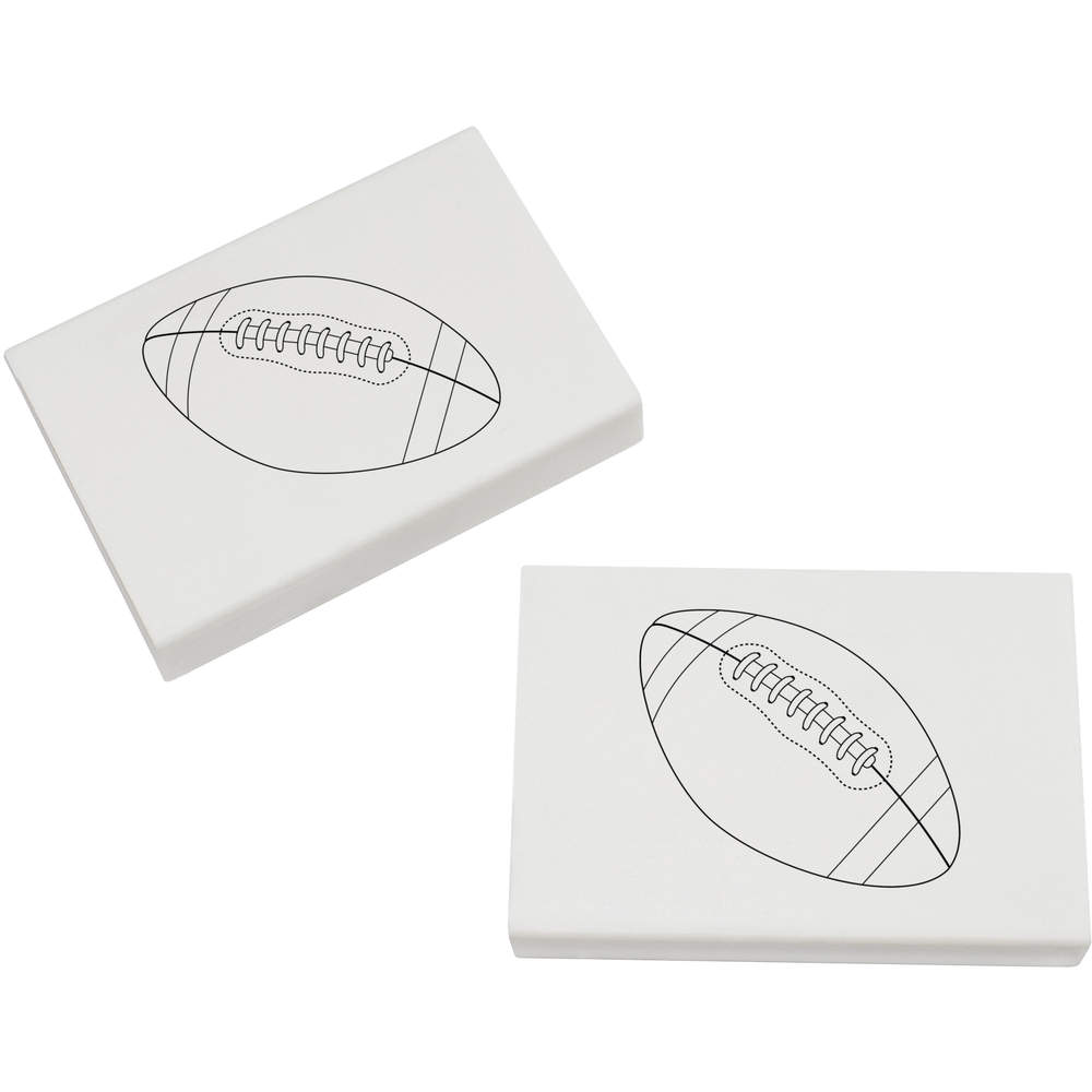 2 x 45mm 'Leather Rugby Ball' Erasers / Rubbers (ER00036422)