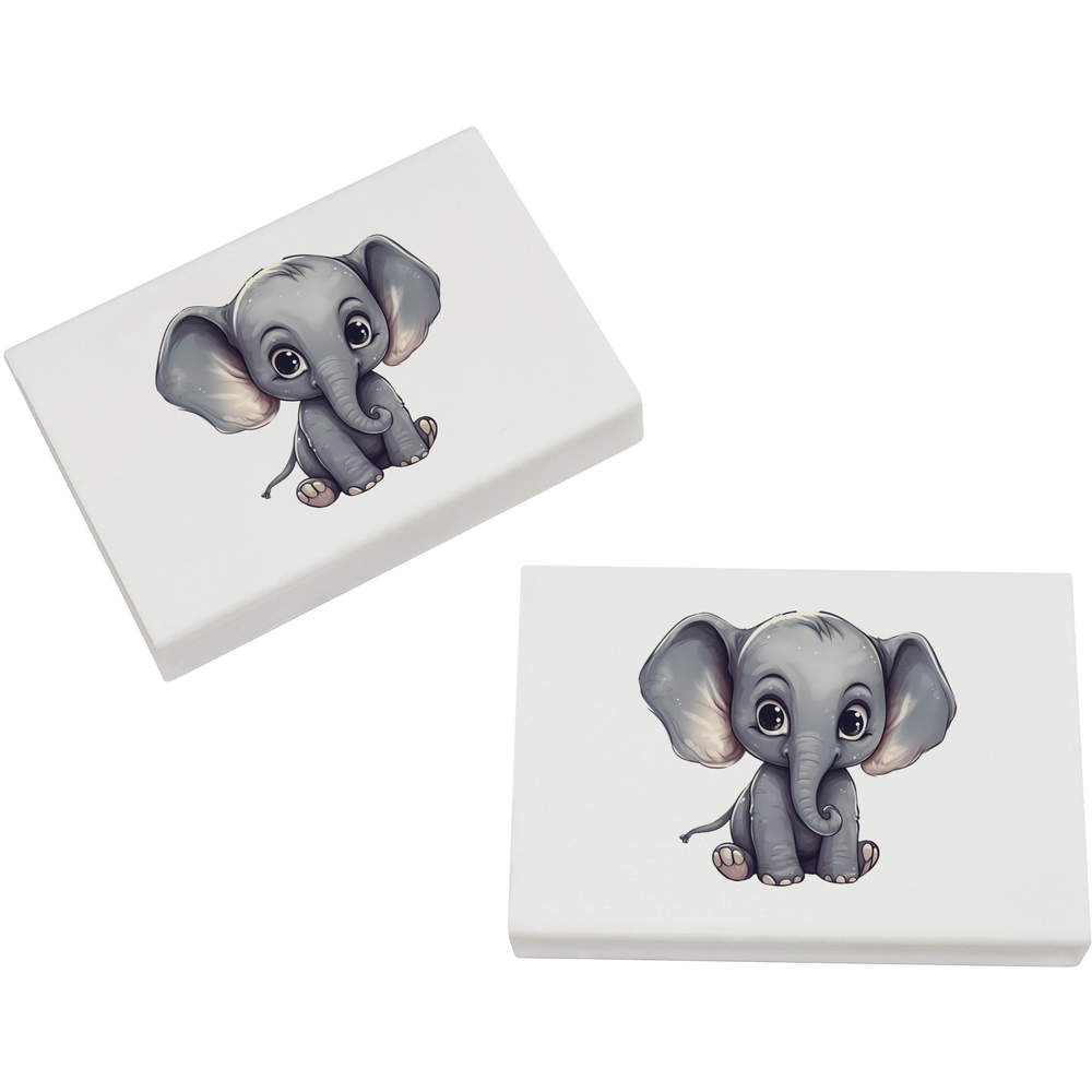 2 x 45mm 'Baby Elephant' Erasers / Rubbers (ER00036576)