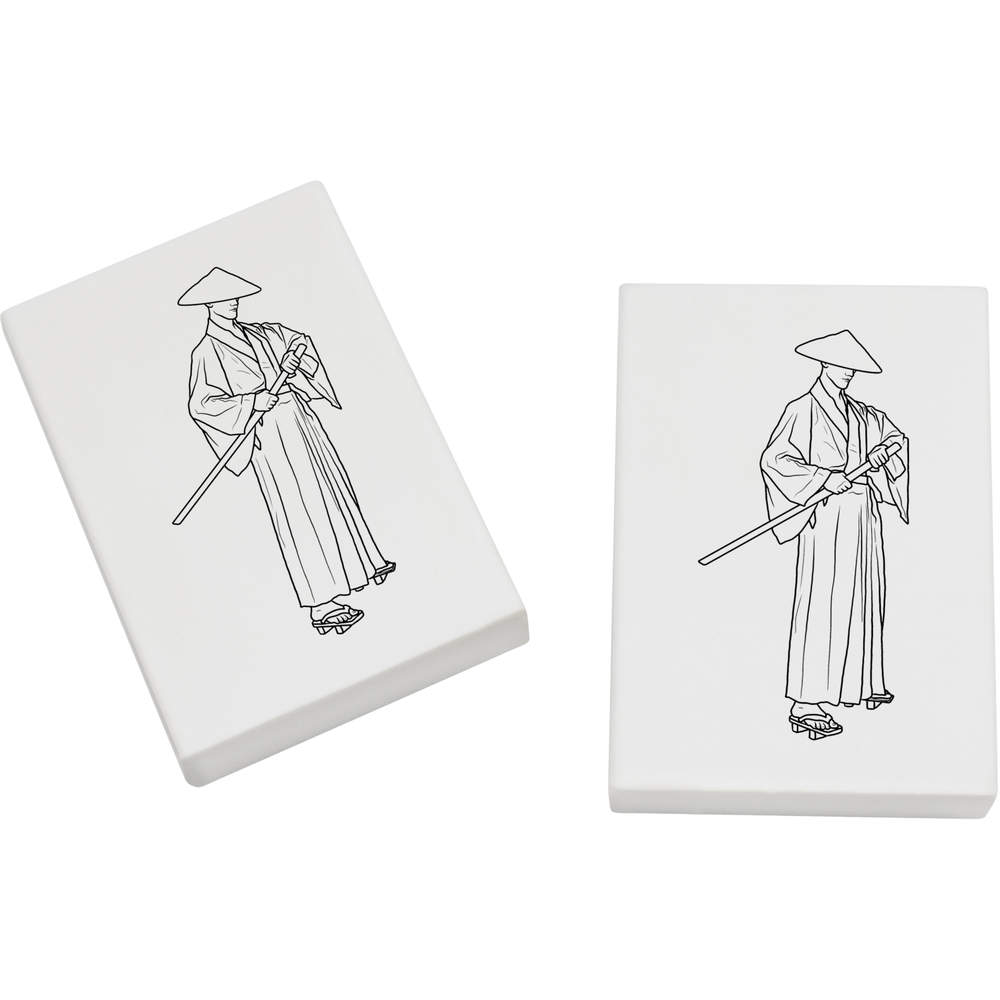 2 x 45mm 'Japanese Samurai' Erasers / Rubbers (ER00037115)