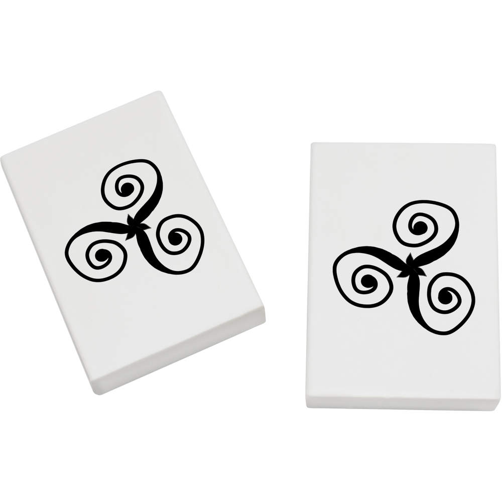 2 x 45mm 'Triskelion' Erasers / Rubbers (ER00037296)