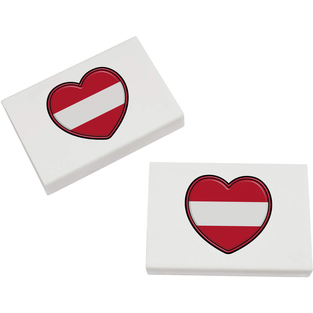 2 x 45mm 'Austria Flag Heart' Erasers / Rubbers (ER00037350)
