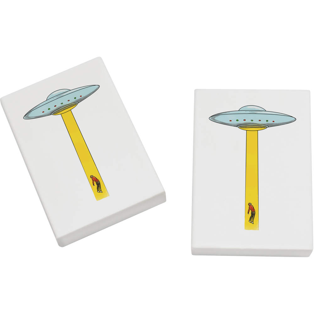2 x 'Alien Abduction' Erasers / Rubbers - 45mm Pencil Erasers for School, Office, Drawing and Stationery Gifts (ER00038884)