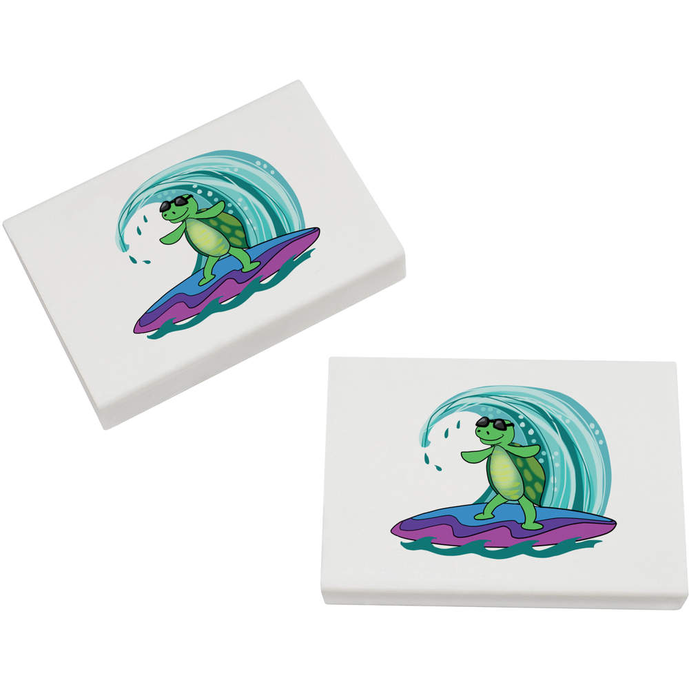2 x 45mm 'Turtle On A Surfboard' Erasers / Rubbers (ER00043070)