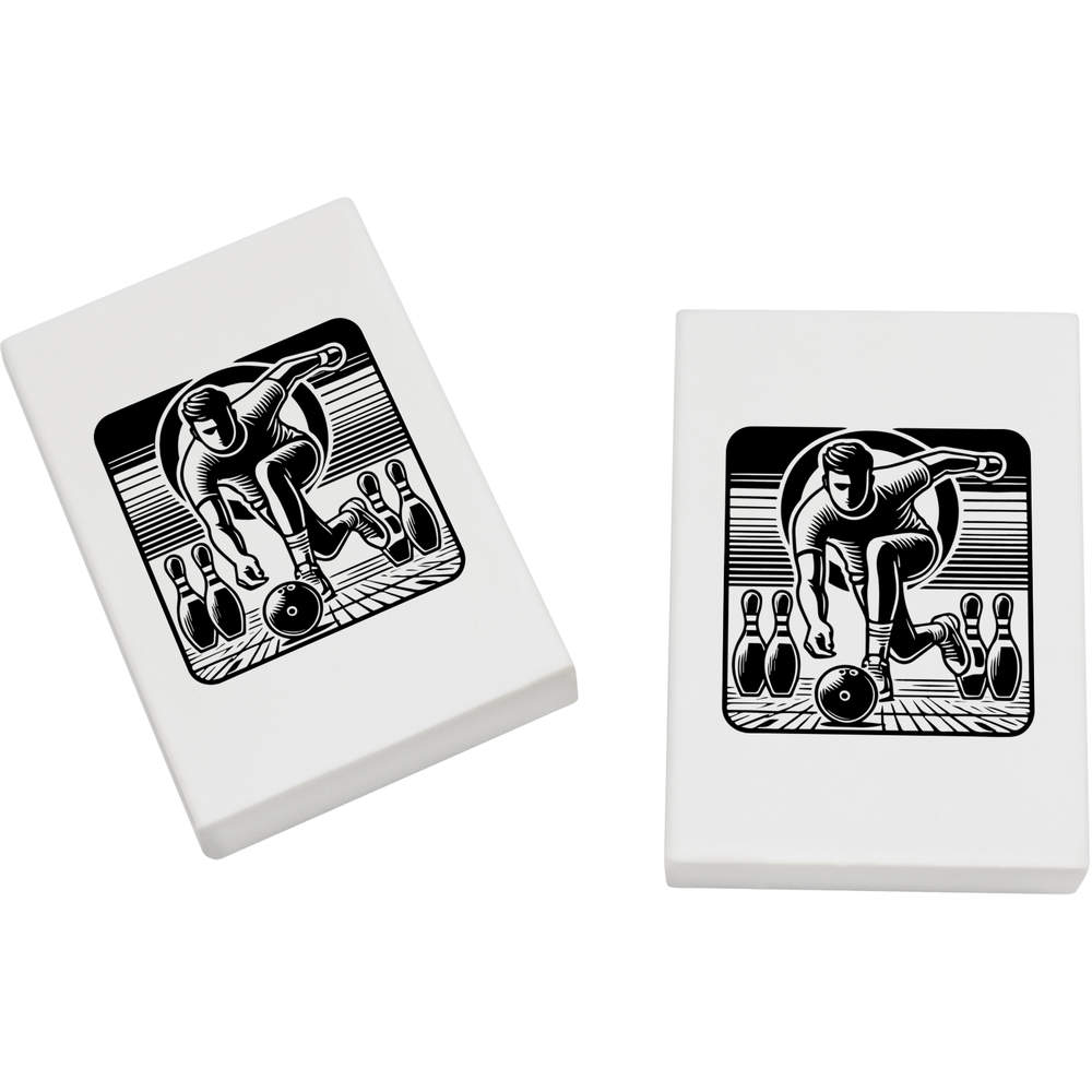 2 x 45mm 'Bowling Player' Erasers / Rubbers (ER00043232)