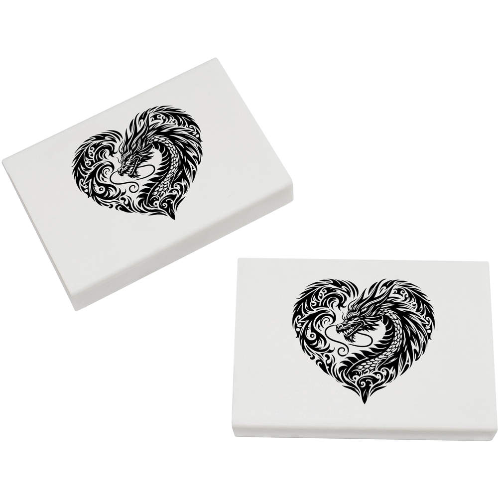 2 x 45mm 'Heart-Shaped Dragon' Erasers / Rubbers (ER00043518)