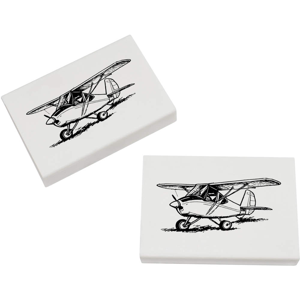 2 x 45mm 'Microlight Aircraft' Erasers / Rubbers (ER00043796)