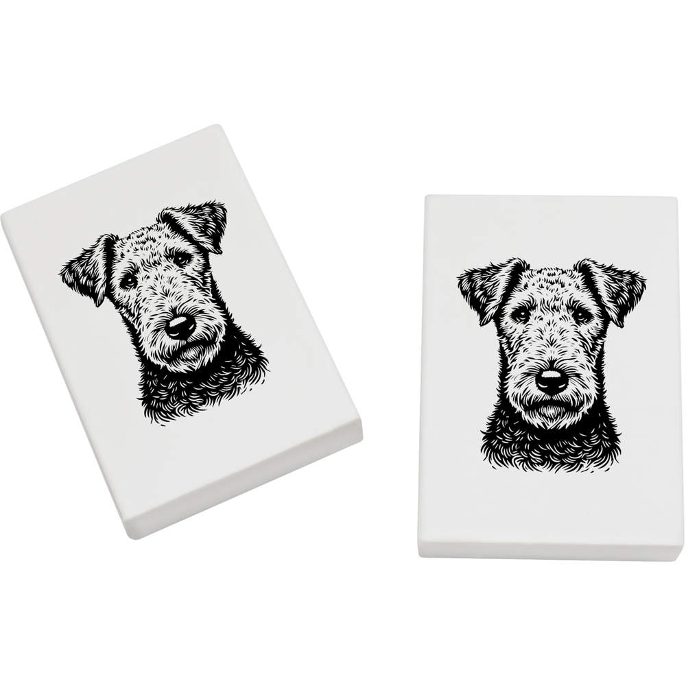 2 x 45mm 'Airedale Terrier' Erasers / Rubbers (ER00044031)
