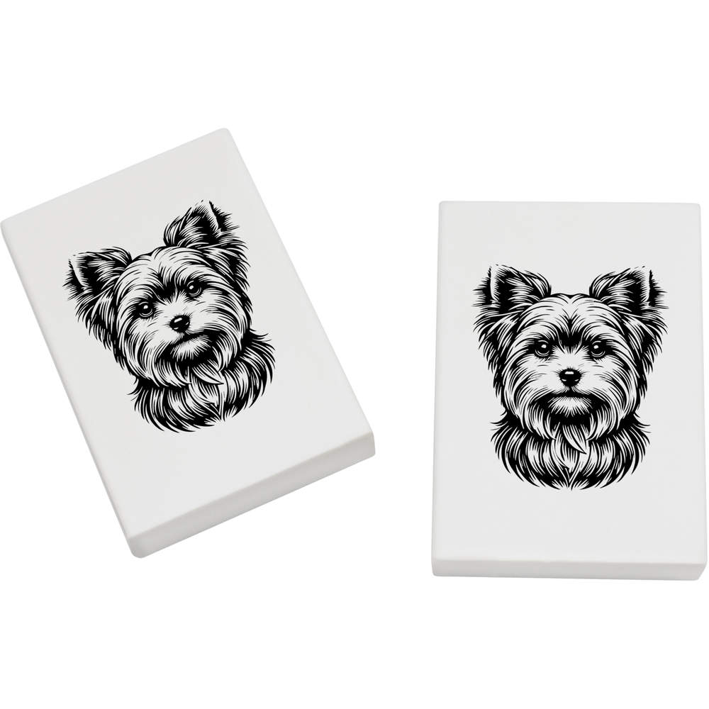 2 x 45mm 'Yorkshire Terrier' Erasers / Rubbers (ER00044180)