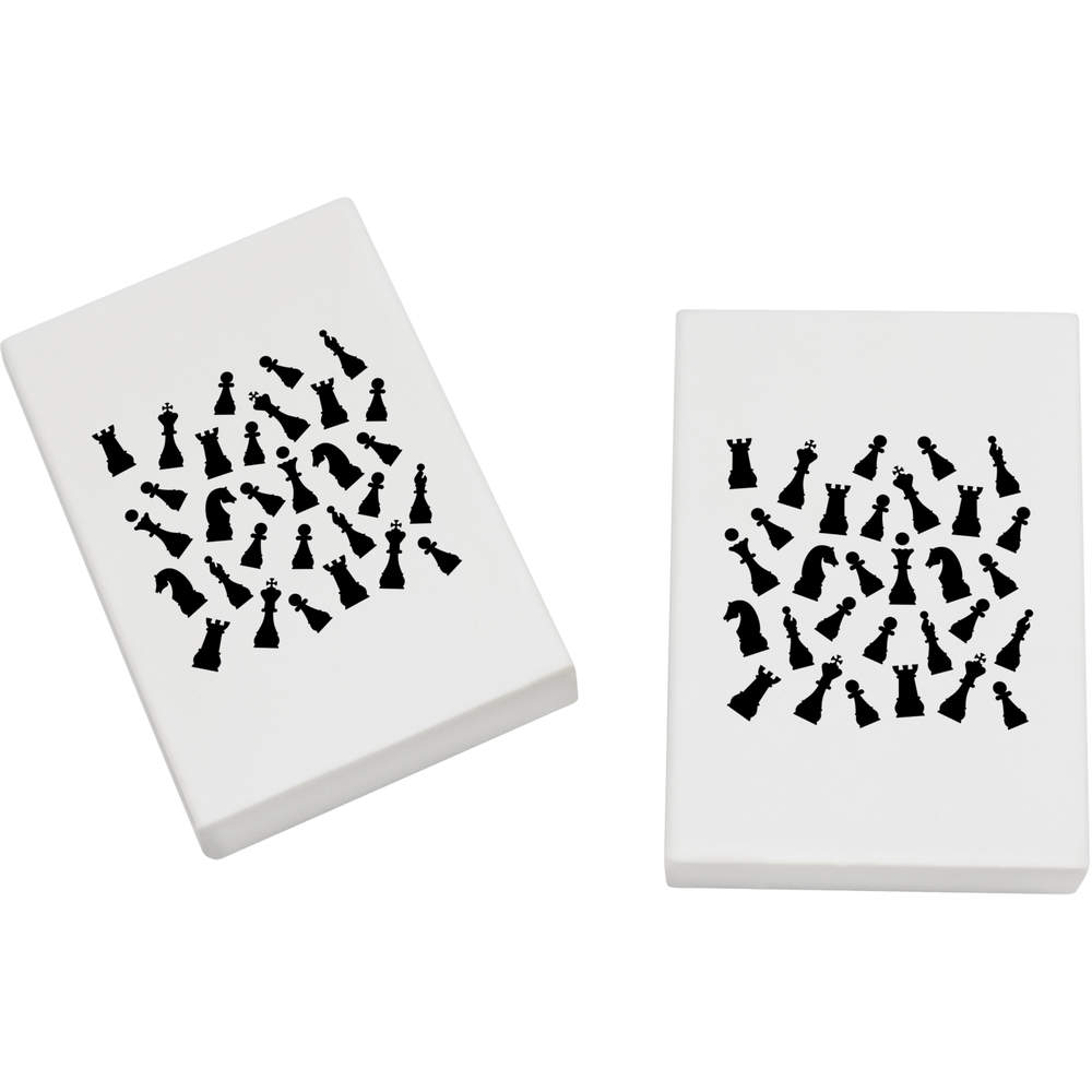 2 x 45mm 'Tumbling Chess Pieces' Erasers / Rubbers (ER00044200)