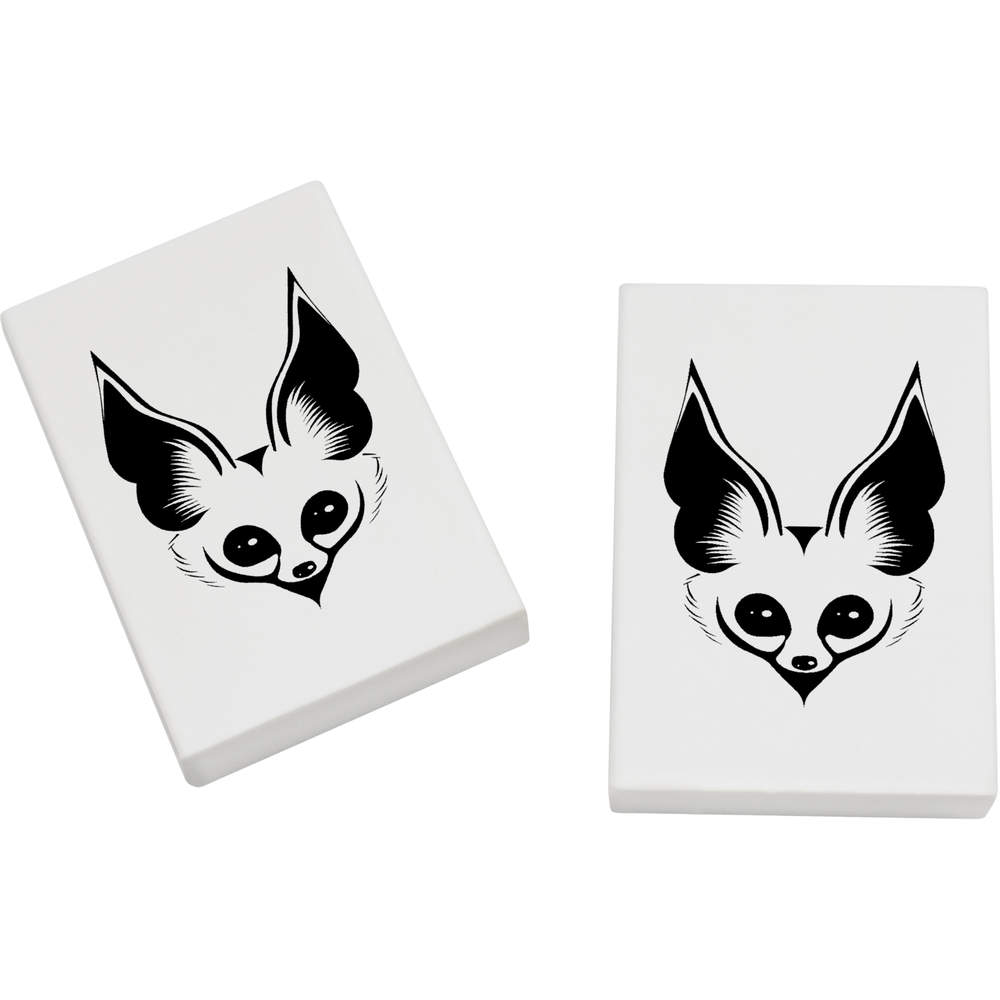2 x 45mm 'Minimalist Fennec Fox' Erasers / Rubbers (ER00044550)