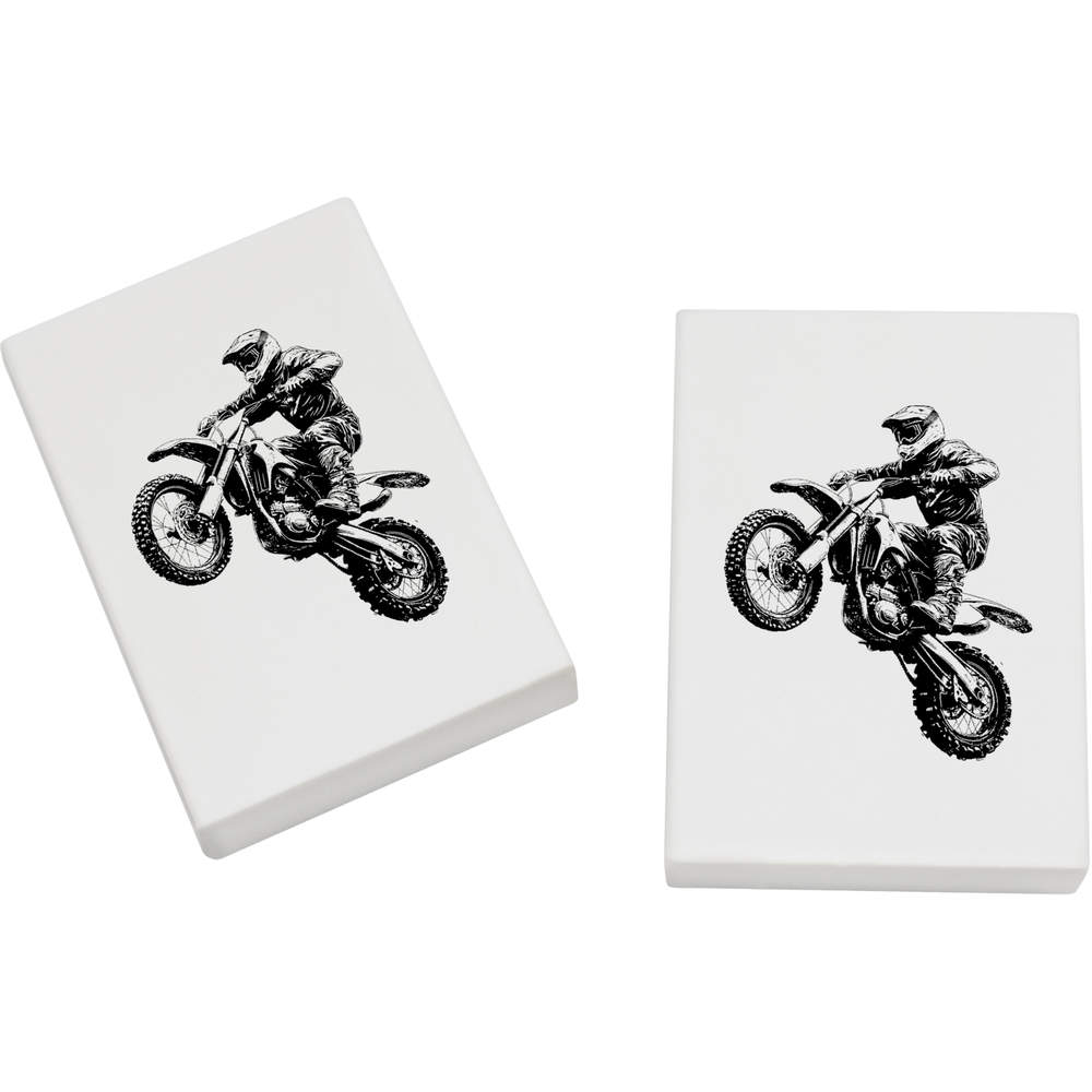 2 x 45mm 'Dirt Bike Jump' Erasers / Rubbers (ER00044571)