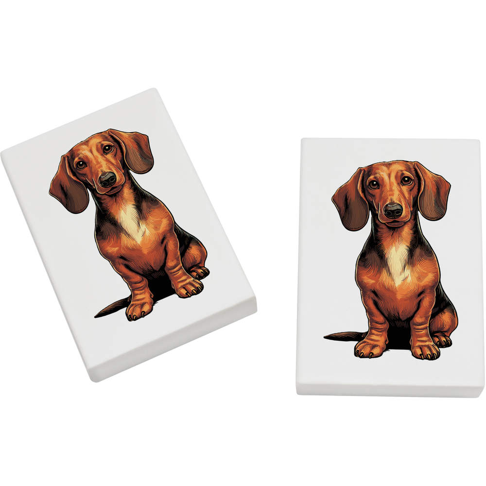 2 x 45mm 'Cute Dachsund' Erasers / Rubbers (ER00044887)