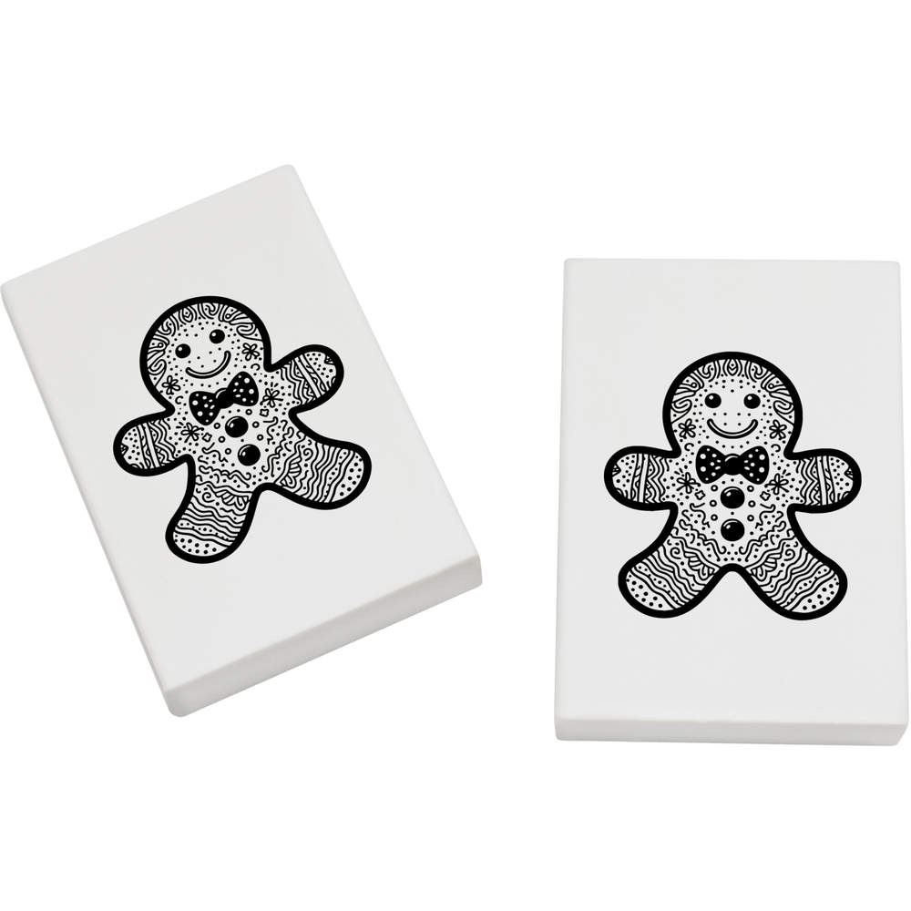 2 x 45mm 'Gingerbread Man' Erasers / Rubbers (ER00044920)