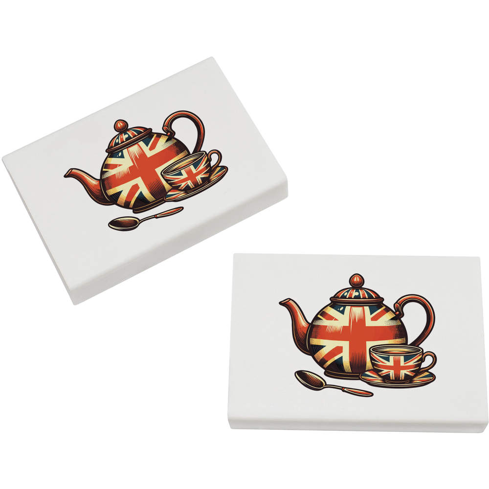 2 x 45mm 'Union Jack Teapot' Erasers / Rubbers (ER00046080)