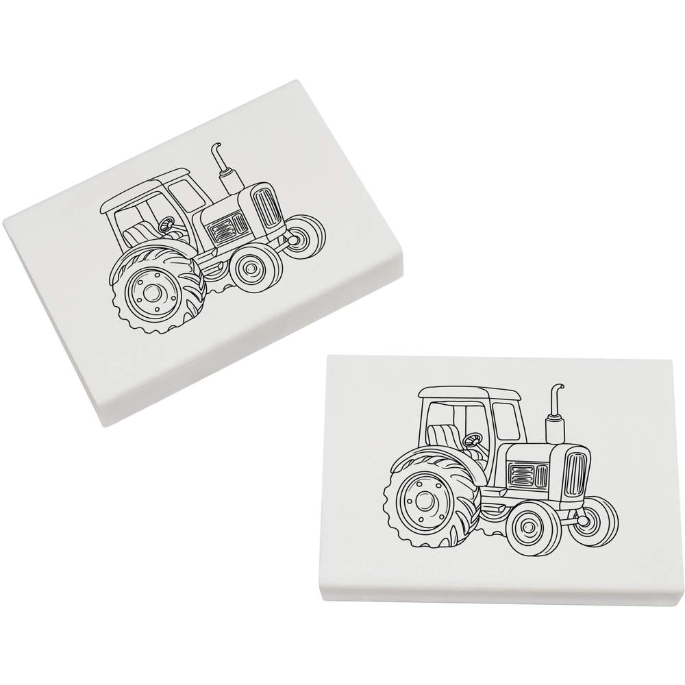 2 x 45mm 'Farm Tractor' Erasers / Rubbers (ER00046940)