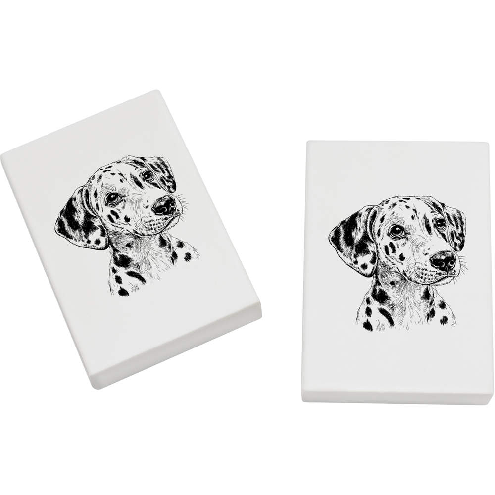 2 x 45mm 'Dalmation Puppy Portrait' Erasers / Rubbers (ER00046968)