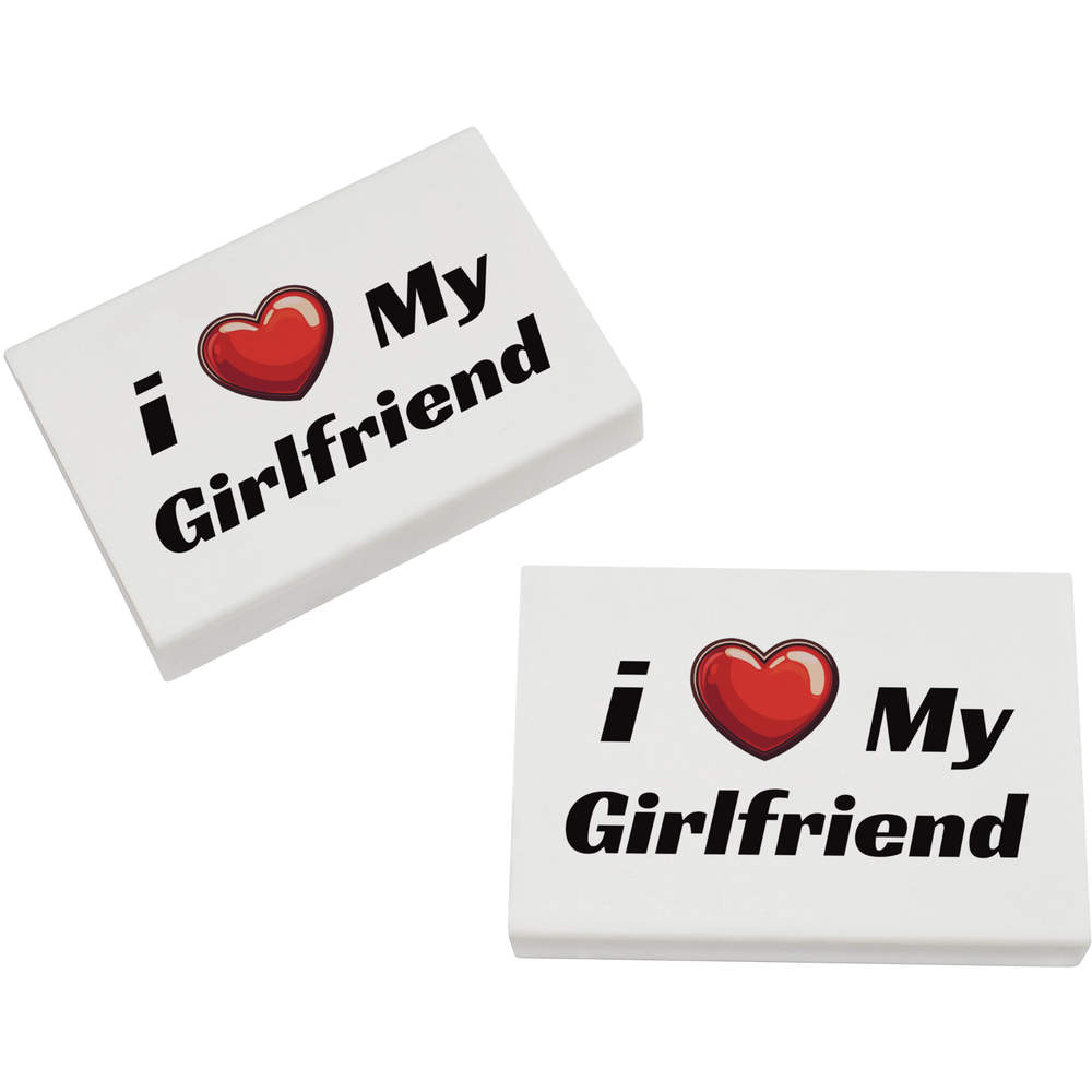 2 x 45mm 'I Love My Girlfriend' Erasers / Rubbers (ER00047480)
