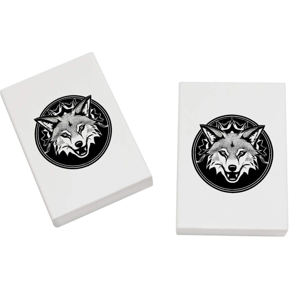 2 x 45mm 'Wolf's Head' Erasers / Rubbers (ER00048561)