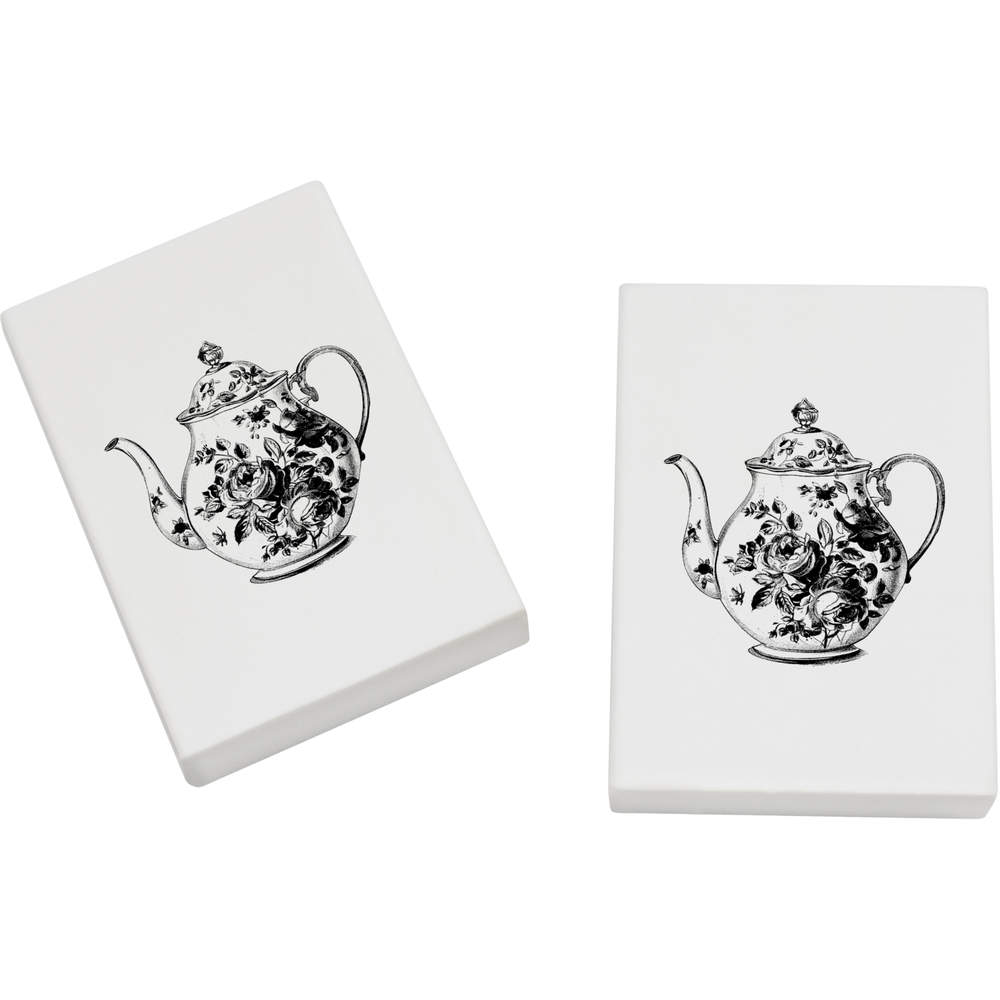 2 x 45mm 'Vintage Floral Teapot' Erasers / Rubbers (ER00049370)