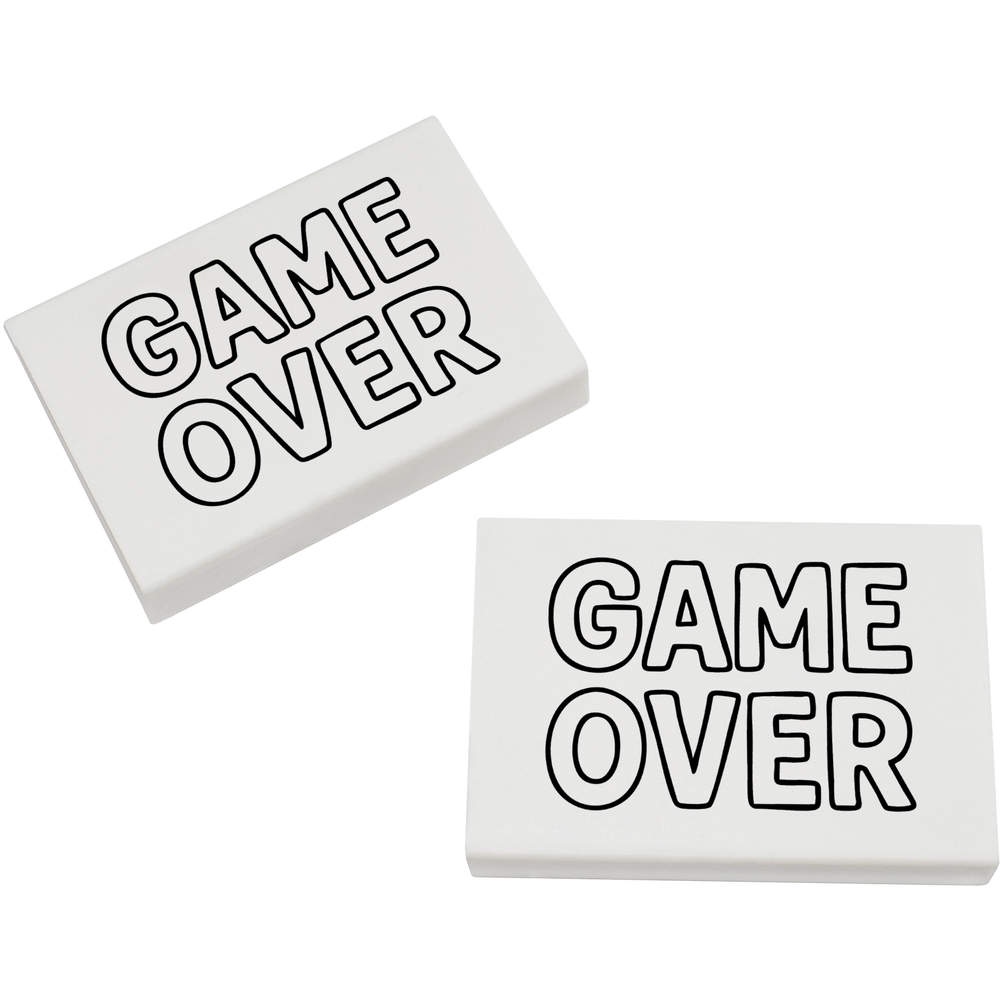 2 x 45mm 'Game Over' Erasers / Rubbers (ER00049577)