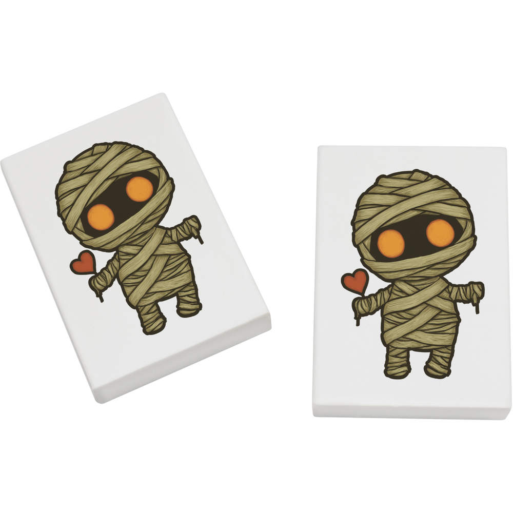 2 x 45mm 'Cute Egyptian Mummy with Heart' Erasers / Rubbers (ER00049671)