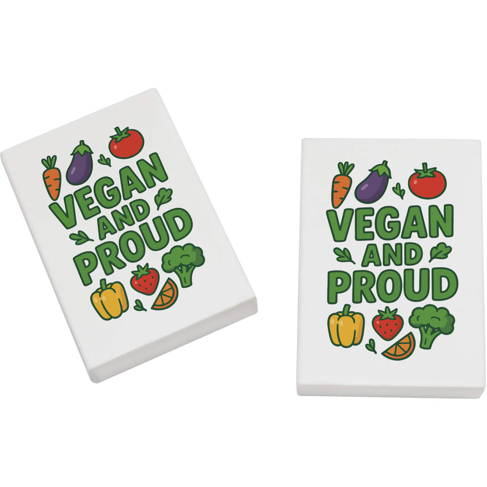 2 x 45mm 'Vegan and Proud' Erasers / Rubbers (ER00049962)