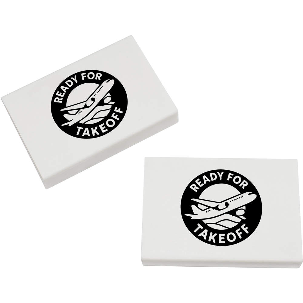 2 x 45mm 'Ready For Takeoff' Erasers / Rubbers (ER00050771)