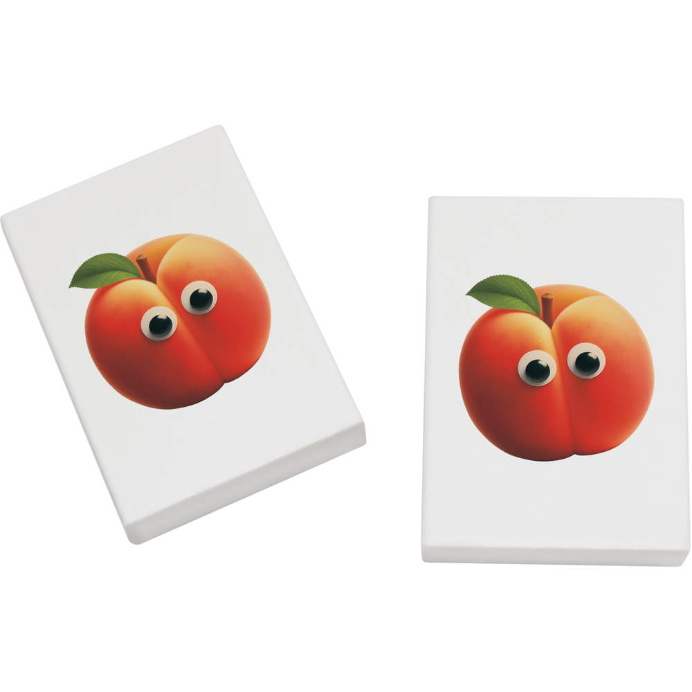 2 x 45mm 'Funny Peach Face' Erasers / Rubbers (ER00051389)