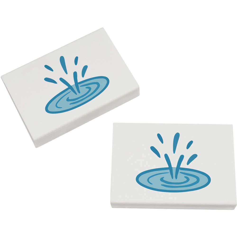 2 x 45mm 'Rain Dropping in a Puddle' Erasers / Rubbers (ER00051619)