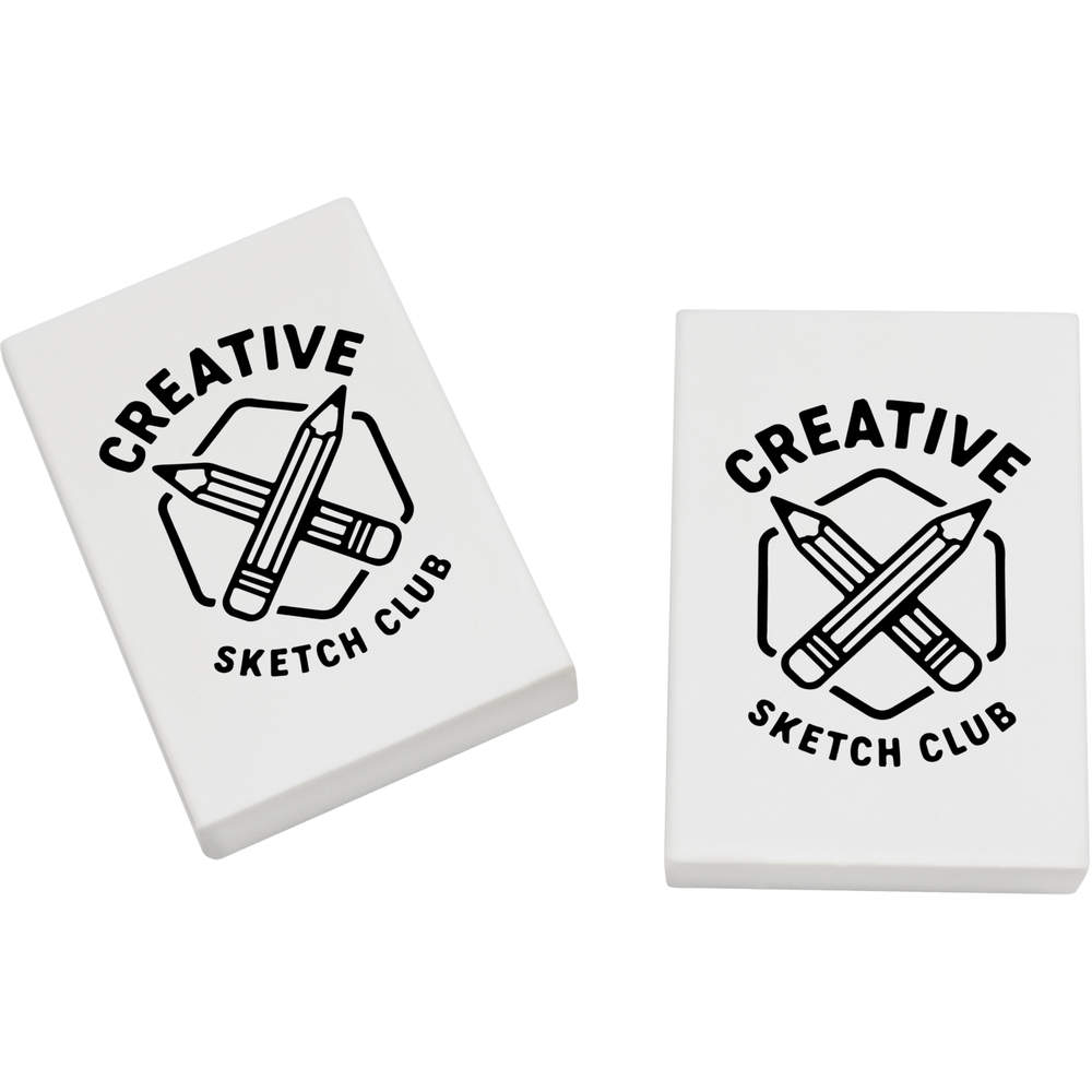 2 x 45mm 'Creative Sketch Club Artist Drawing Hobby Des' Erasers / Rubbers (ER00051669)