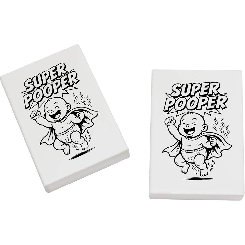 2 x 45mm 'Super Pooper' Erasers / Rubbers (ER00052174)
