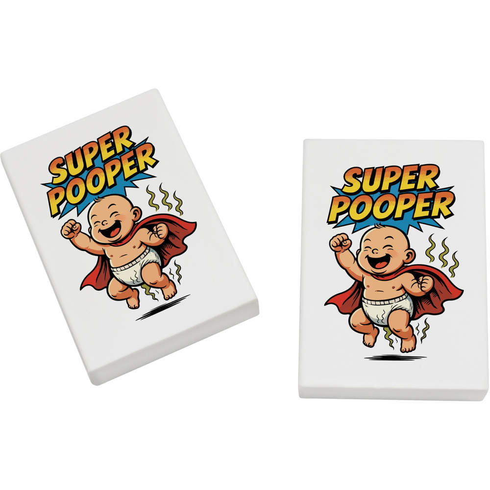 2 x 45mm 'Super Pooper' Erasers / Rubbers (ER00052176)