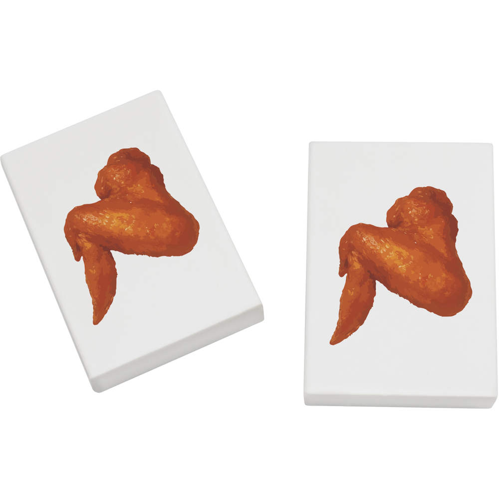 2 x 45mm 'Delicious Cooked Chicken Wing Appetizer' Erasers / Rubbers (ER00052557)