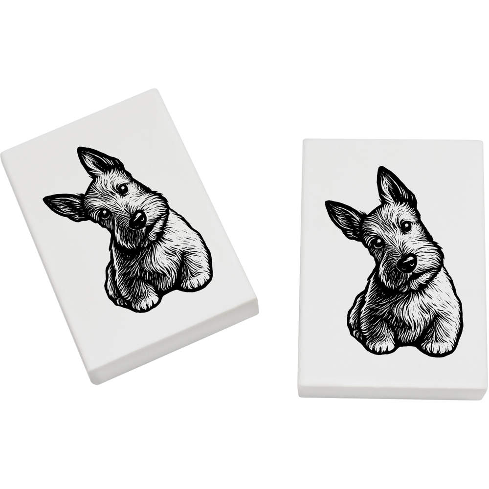 2 x 45mm 'Scottish Terrier Sitting' Erasers / Rubbers (ER00052864)