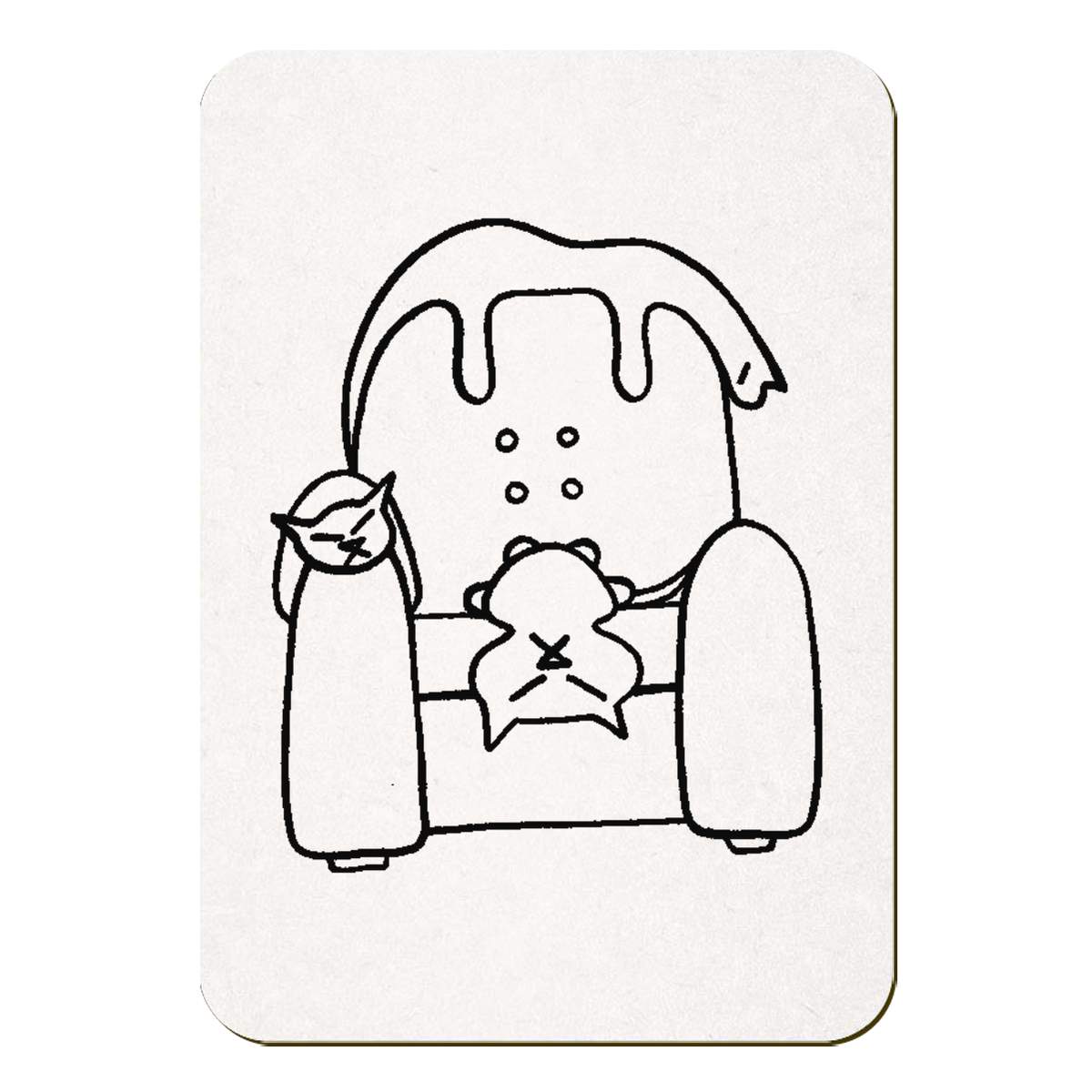 'Cats On Armchair' Rectangular Fridge Magnet - Decorative Refrigerator & Whiteboard Magnet for Home, Kitchen or Office - 70mm x 49mm (FM00039991)