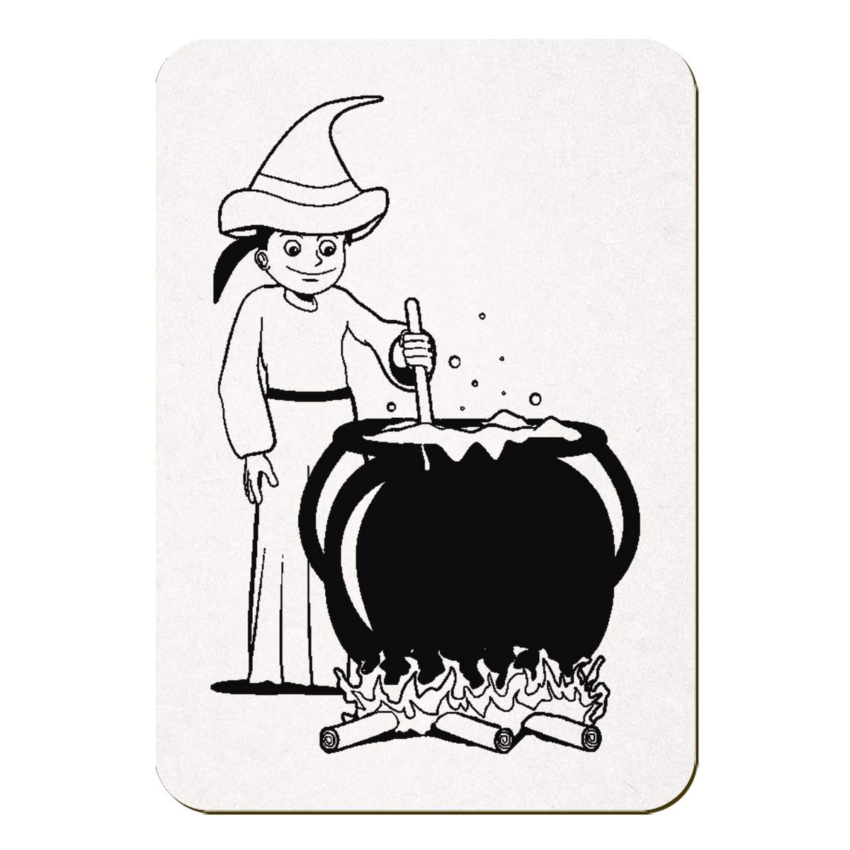 'Witch & Cauldron' Rectangular Fridge Magnet - Decorative Refrigerator & Whiteboard Magnet for Home, Kitchen or Office - 70mm x 49mm (FM00040100)