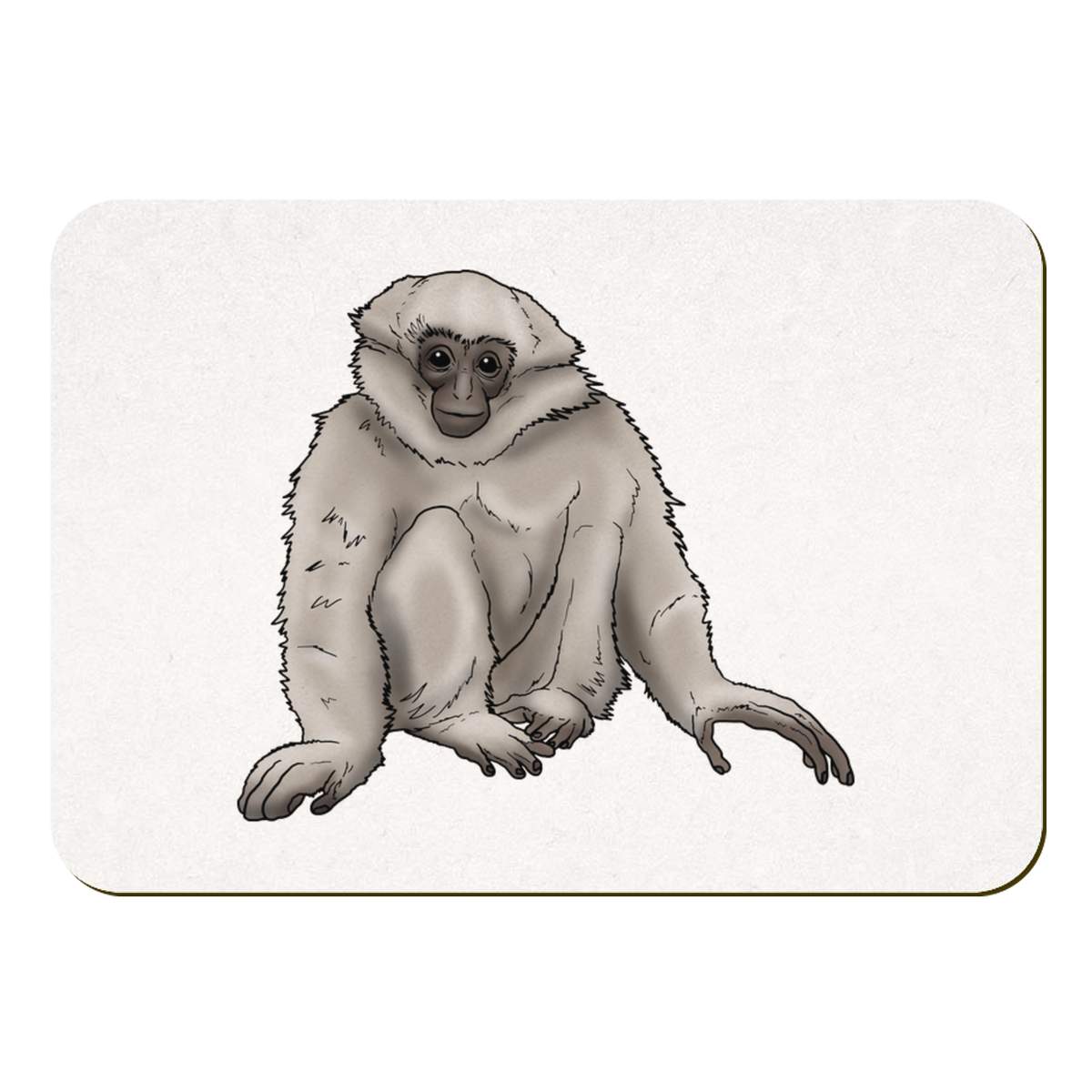 'Silvery Gibbon' Rectangular Fridge Magnet - Decorative Refrigerator & Whiteboard Magnet for Home, Kitchen or Office - 70mm x 49mm (FM00047064)